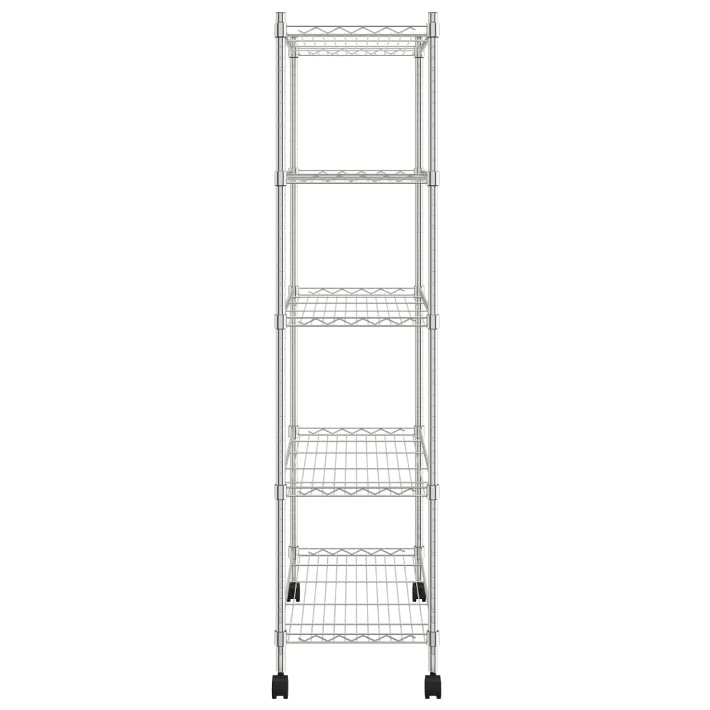 Ραφιέρα 5 Επιπέδων με Τροχούς Χρωμέ 75x35x155 εκ. 250 κ.