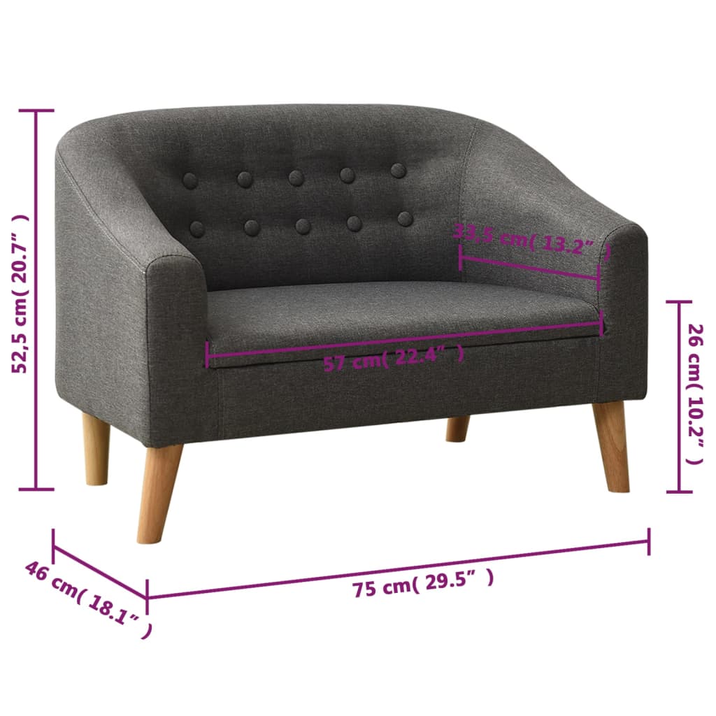 Καναπεδάκι Παιδικό Γκρι Υφασμάτινο