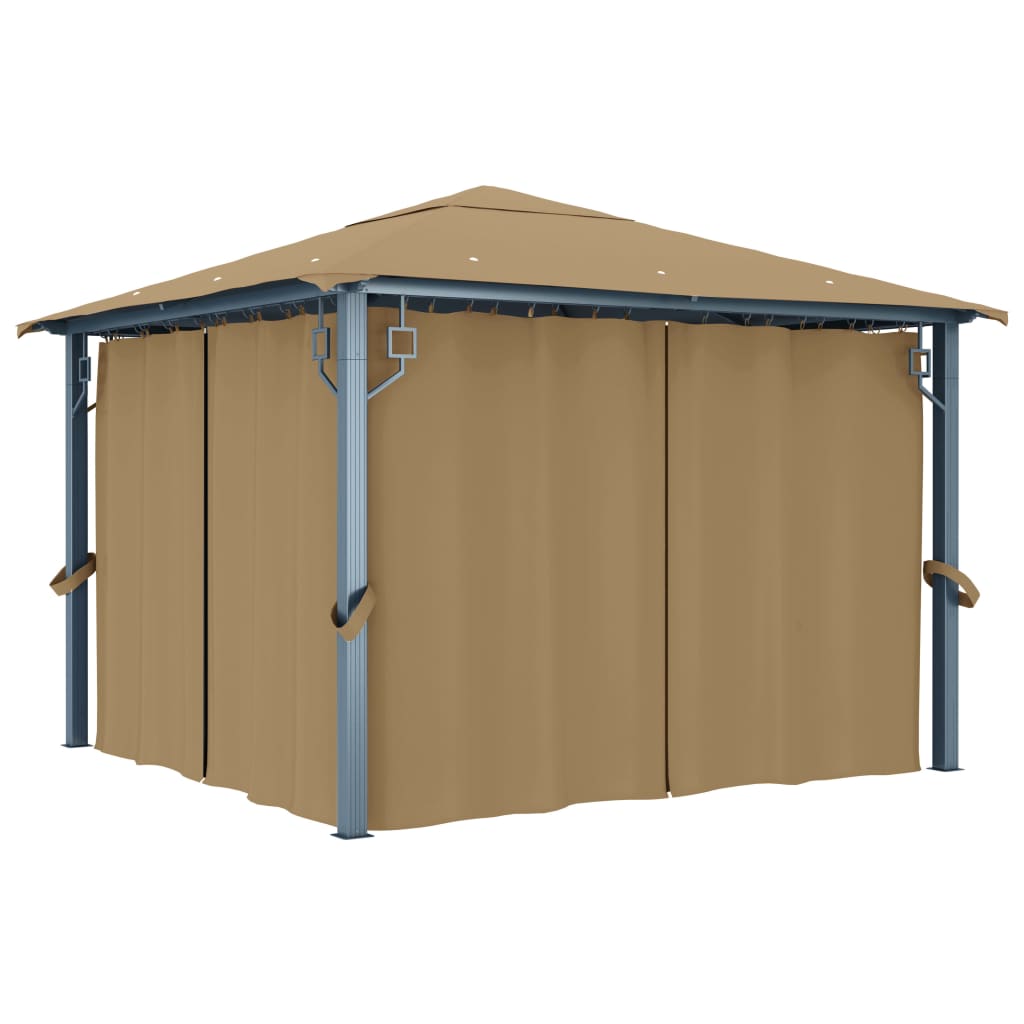 Κιόσκι με Κουρτίνα Taupe 300 x 300 εκ. Αλουμινίου