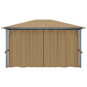 Κιόσκι με Κουρτίνα Taupe 400 x 300 εκ. Αλουμινίου