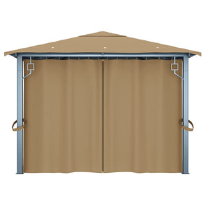 Κιόσκι με Κουρτίνα Taupe 400 x 300 εκ. Αλουμινίου