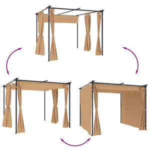 Κιόσκι με Κουρτίνες Taupe 3 x 3 μ. Ατσάλινο