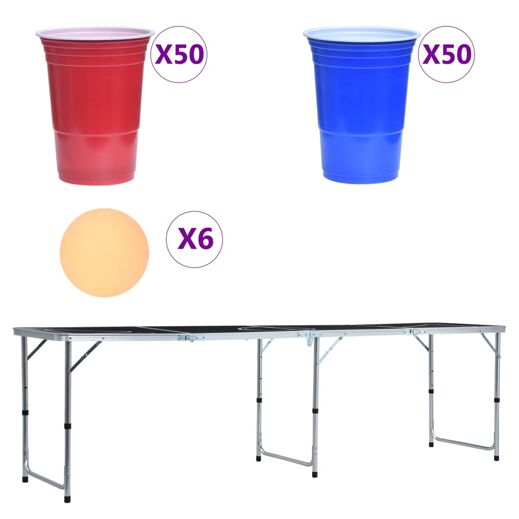 Τραπέζι Beer Pong Πτυσσόμενο με Ποτήρια και Μπάλες 240 εκ. - Pakobazaar