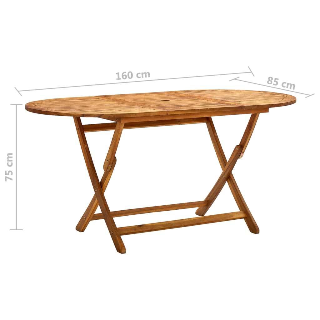 Τραπέζι Κήπου Πτυσσόμενο 160 x 85 x 75 εκ. Μασίφ Ξύλο Ακακίας