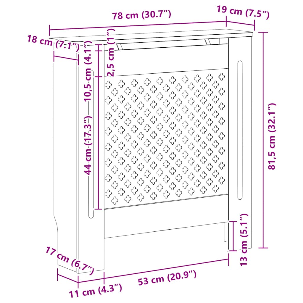 Κάλυμμα Καλοριφέρ Γκρι 78 εκ. από MDF