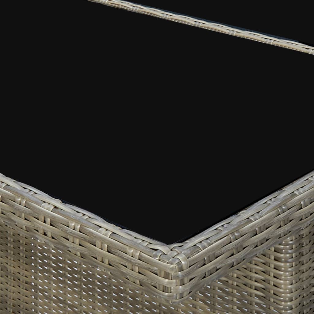 Τραπέζι Κήπου Καφέ Συνθετικό Ρατάν / Ψημένο Γυαλί