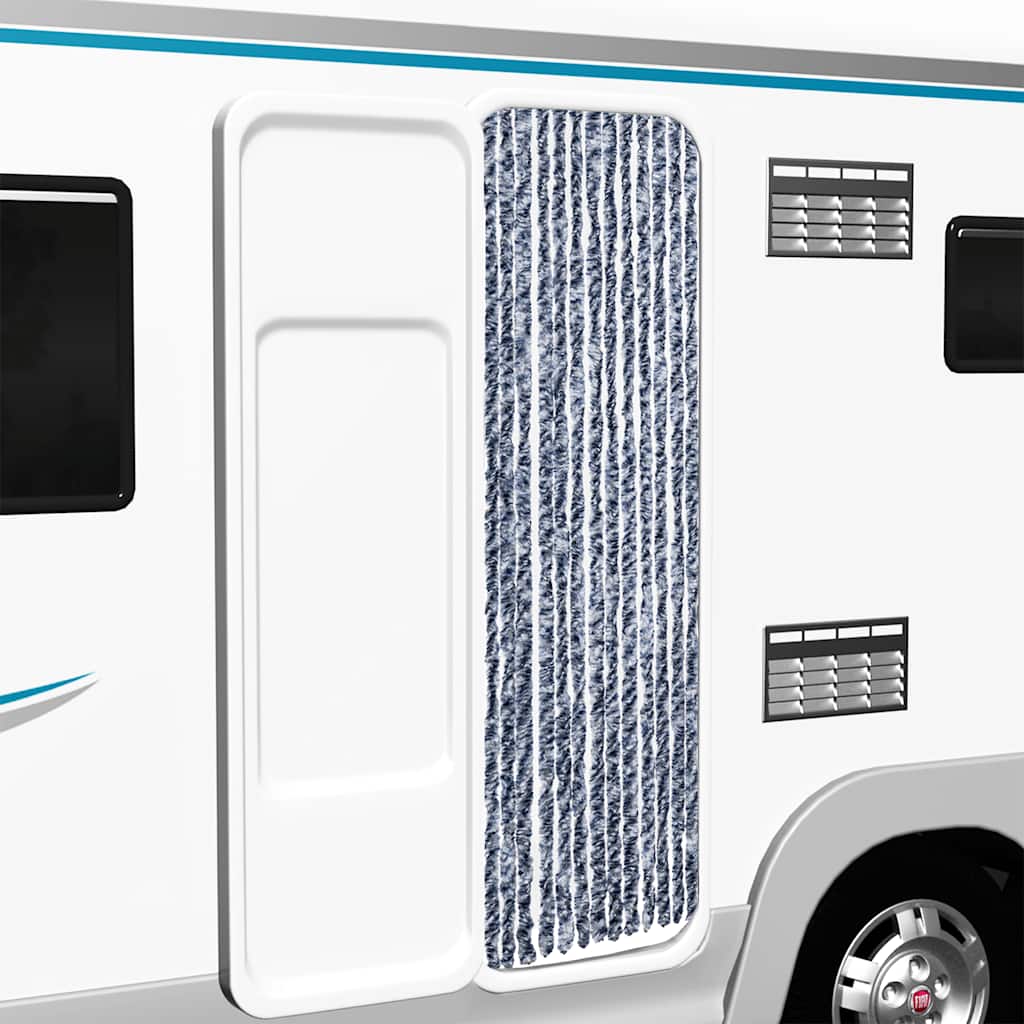 Σήτα - Κουρτίνα Πόρτας Μπλε / Λευκό 56 x 200 εκ. από Σενίλ - Pakobazaar