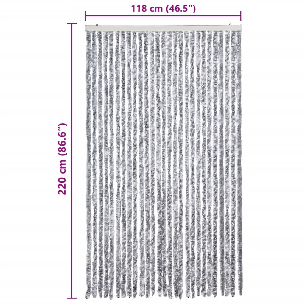Σήτα - Κουρτίνα Πόρτας Λευκό / Γκρι 118 x 220 εκ. από Σενίλ