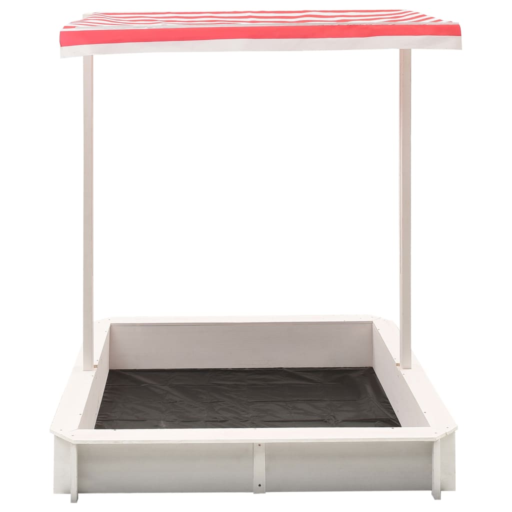 313888  Sandbox with Adjustable Roof Fir Wood White and Red UV50 - Pakobazaar