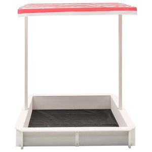 313888  Sandbox with Adjustable Roof Fir Wood White and Red UV50 - Pakobazaar