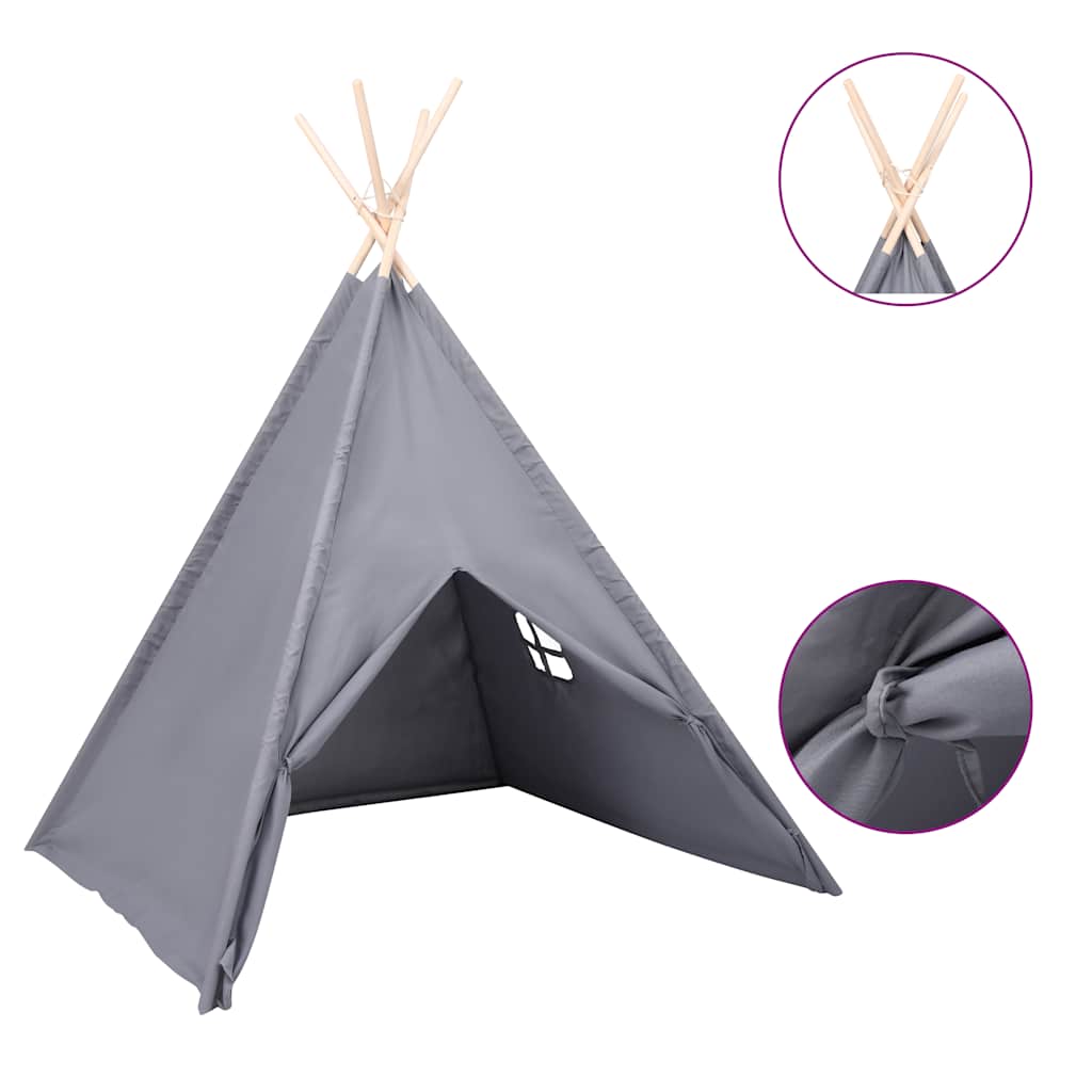 Σκηνή Teepee Παιδική Γκρι 120x120x150 εκ. Peach Skin με Σάκο - Pakobazaar