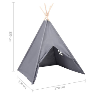 Σκηνή Teepee Παιδική Γκρι 120x120x150 εκ. Peach Skin με Σάκο - Pakobazaar