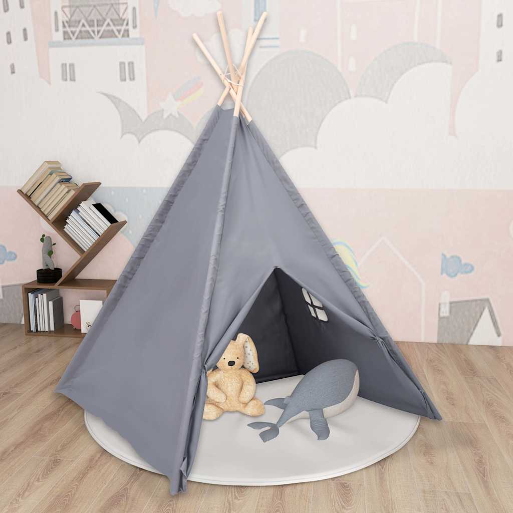 Σκηνή Teepee Παιδική Γκρι 120x120x150 εκ. Peach Skin με Σάκο - Pakobazaar