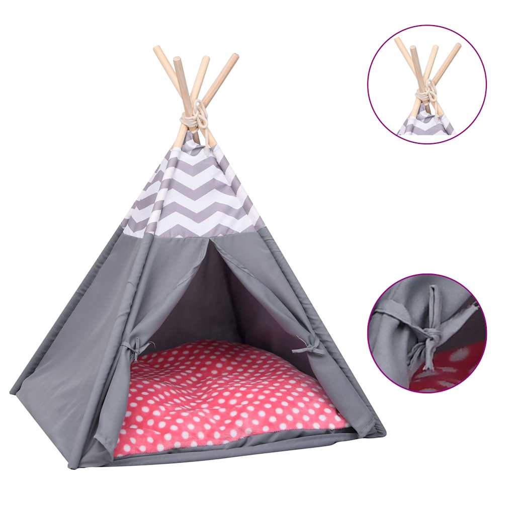 Σκηνή Γάτας Teepee Γκρι 60 x 60 x 70 εκ. Peach Skin με Σάκο