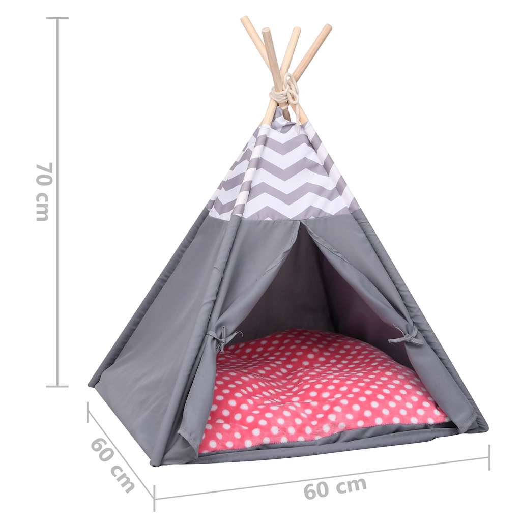 Σκηνή Γάτας Teepee Γκρι 60 x 60 x 70 εκ. Peach Skin με Σάκο