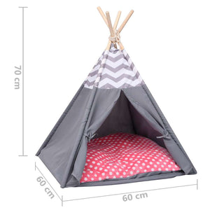 Σκηνή Γάτας Teepee Γκρι 60 x 60 x 70 εκ. Peach Skin με Σάκο