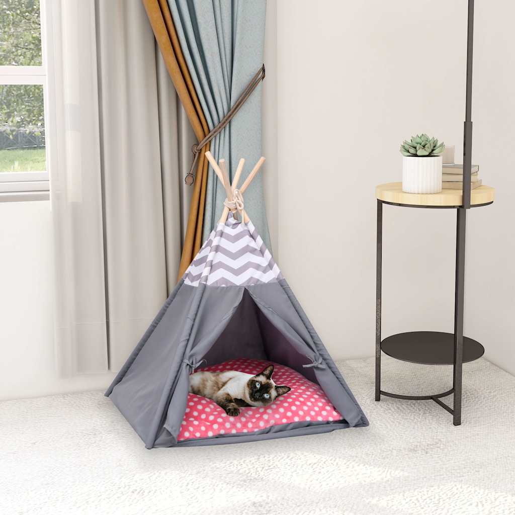 Σκηνή Γάτας Teepee Γκρι 60 x 60 x 70 εκ. Peach Skin με Σάκο