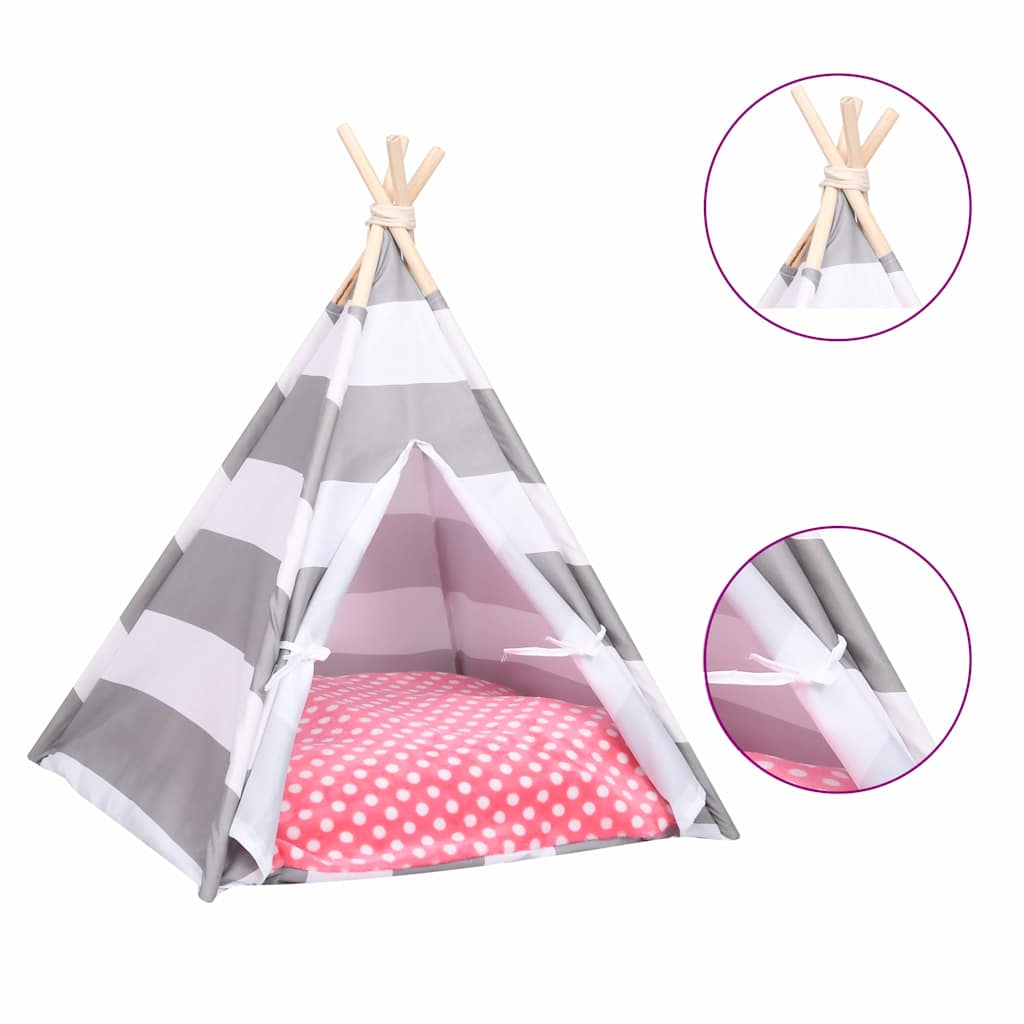 Σκηνή Γάτας Teepee Ριγέ 60 x 60 x 70 εκ. Peach Skin με Σάκο