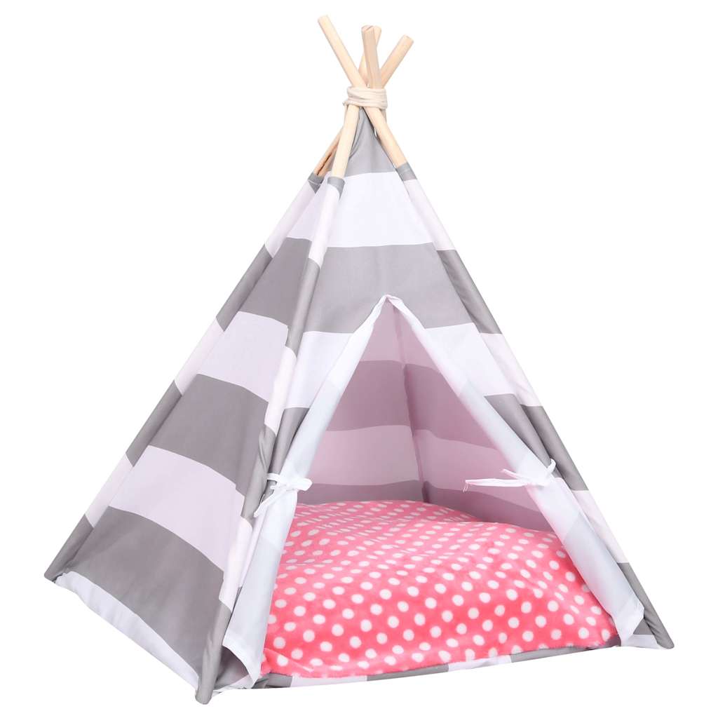 Σκηνή Γάτας Teepee Ριγέ 60 x 60 x 70 εκ. Peach Skin με Σάκο