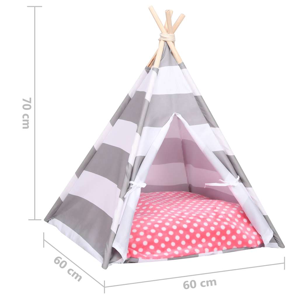 Σκηνή Γάτας Teepee Ριγέ 60 x 60 x 70 εκ. Peach Skin με Σάκο