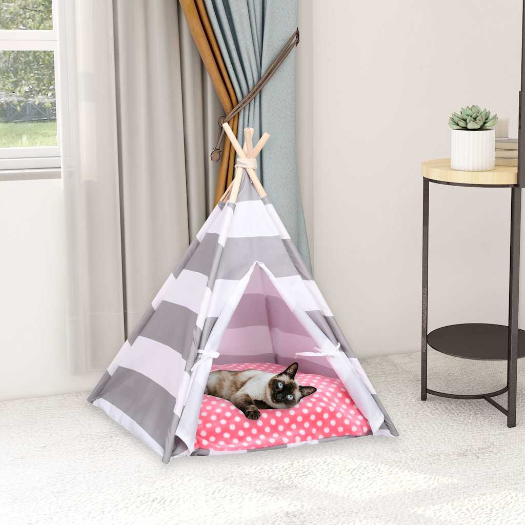 Σκηνή Γάτας Teepee Ριγέ 60 x 60 x 70 εκ. Peach Skin με Σάκο