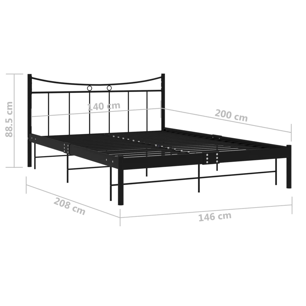 Πλαίσιο Κρεβατιού Μαύρο 140 x 200 εκ. Μέταλλο