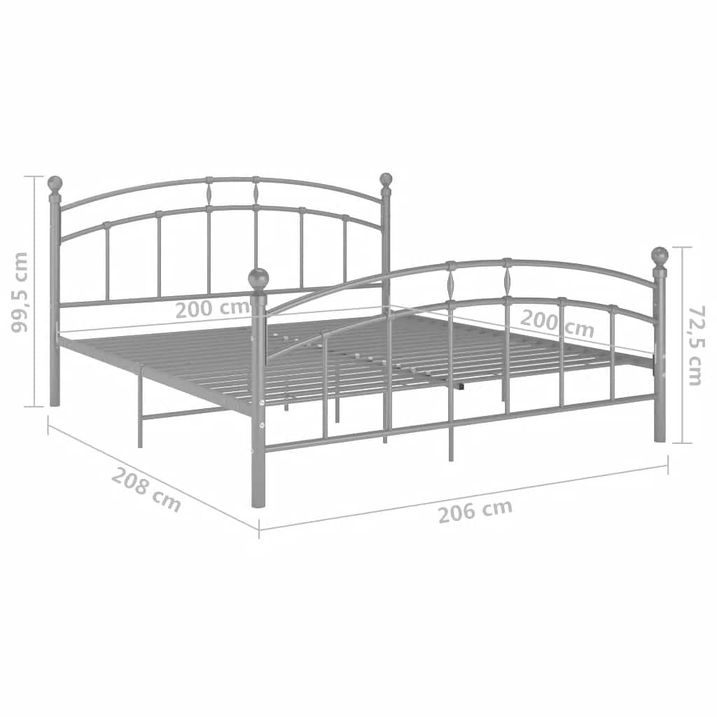 Πλαίσιο Κρεβατιού Γκρι 200 x 200 εκ. Μεταλλικό