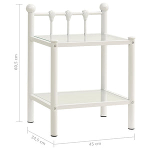 Κομοδίνο Λευκό και Διαφανές 45x34,5x60,5εκ. από Μέταλλο & Γυαλί - Pakobazaar