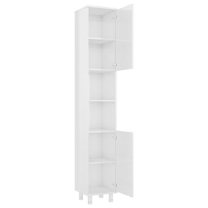 Σετ Επίπλων Μπάνιου 4 Τεμαχίων Γυαλιστερό Λευκό από Επεξ. Ξύλο - Pakobazaar