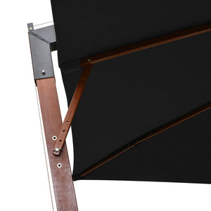 Ομπρέλα Κήπου Κρεμαστή με Ιστό Μαύρη 3 x 3 μ. Μασίφ Ξύλο Ελάτης