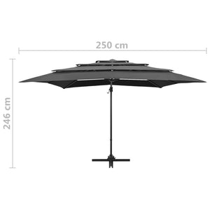 Ομπρέλα Κήπου 4 Επιπέδων Ανθρακί 250x250 εκ. με Ιστό Αλουμινίου