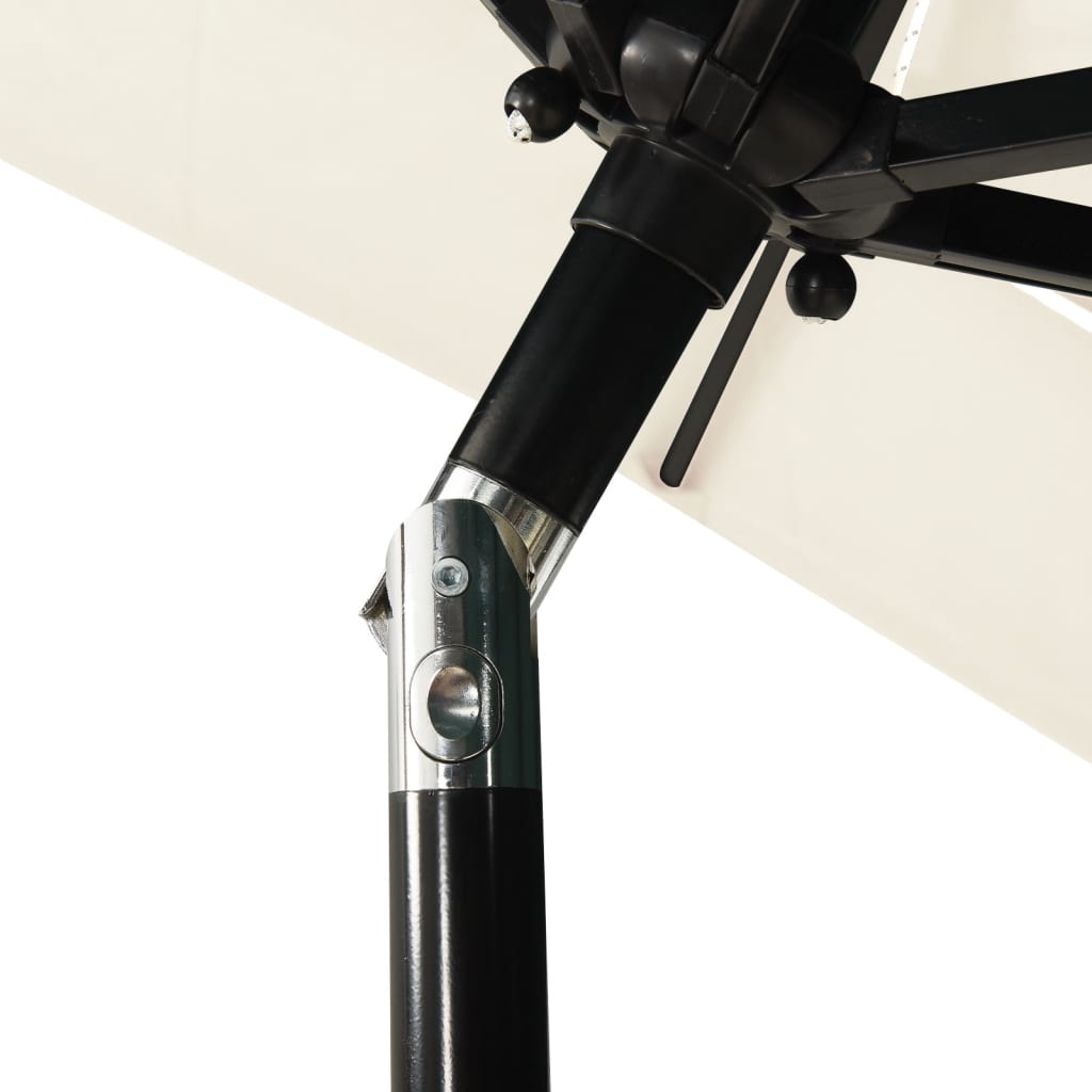 Ομπρέλα Κήπου 3 Επιπέδων Λευκό της Άμμου 2x2μ. Ιστό Αλουμινίου