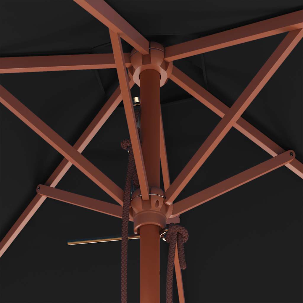 Ομπρέλα Κήπου με Ξύλινο Ιστό Μαύρη 150 x 200 εκ.