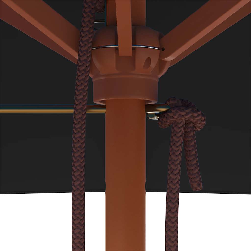 Ομπρέλα Κήπου με Ξύλινο Ιστό Μαύρη 150 x 200 εκ.