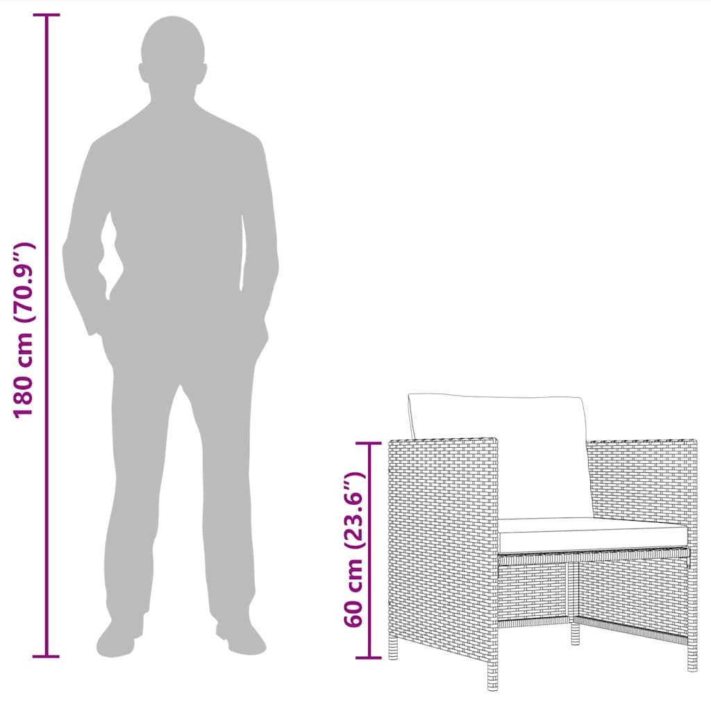 Καναπές Κήπου Γκρι από Συνθετικό Ρατάν με Μαξιλάρια