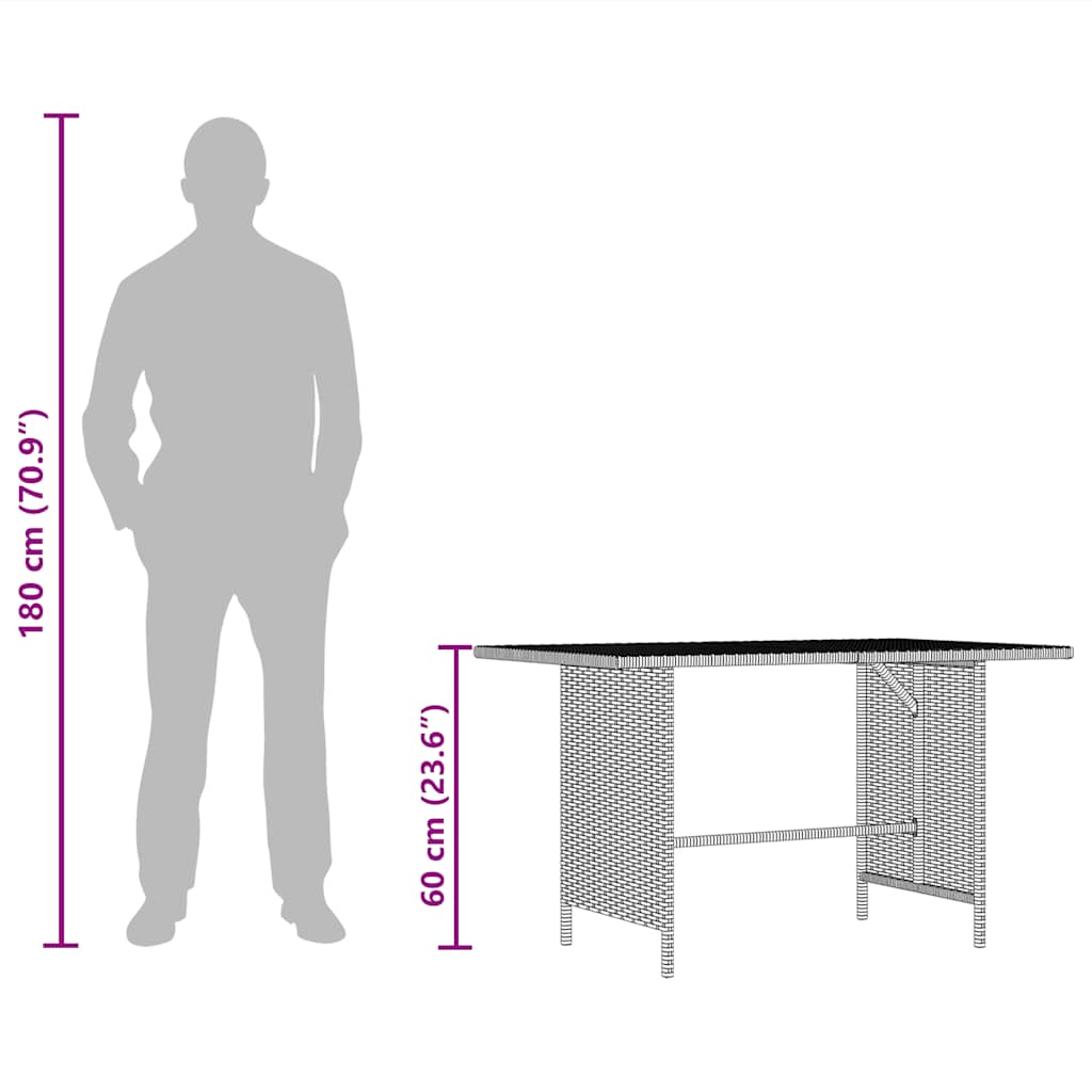 Τραπεζαρία Κήπου Γκρι 110 x 70 x 65 εκ. από Συνθετικό Ρατάν
