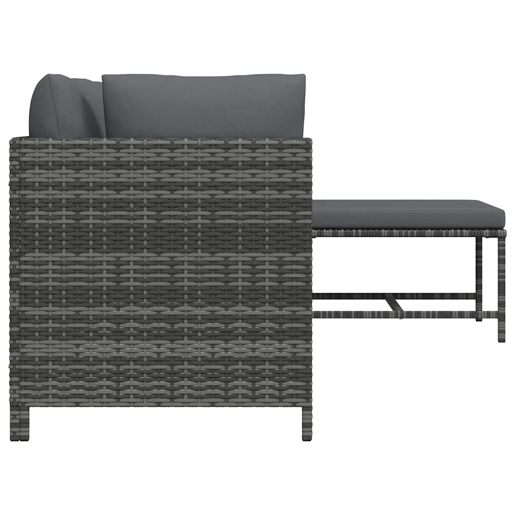 Σαλόνι Κήπου Σετ 4 Τεμαχίων Γκρι Συνθετικό Ρατάν με Μαξιλάρια