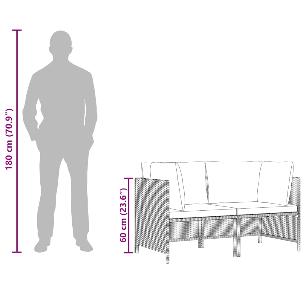 Σαλόνι Κήπου 2 Τεμαχίων Γκρι από Συνθετικό Ρατάν με Μαξιλάρια