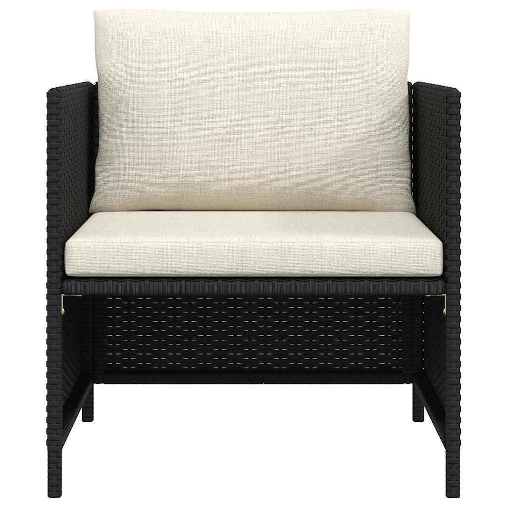 Καναπές Κήπου Μαύρος από Συνθετικό Ρατάν με Μαξιλάρια