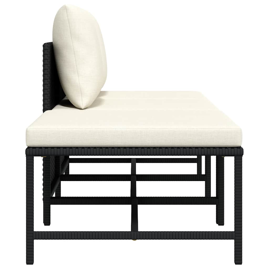 Σετ Καναπέ Κήπου 3 Τεμαχίων Μαύρο Συνθετικό Ρατάν με Μαξιλάρια