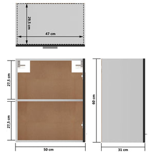 Ντουλάπια Κρεμαστά Lyon 2 τεμ. Γυαλ. Μαύρο 50x31x60εκ.