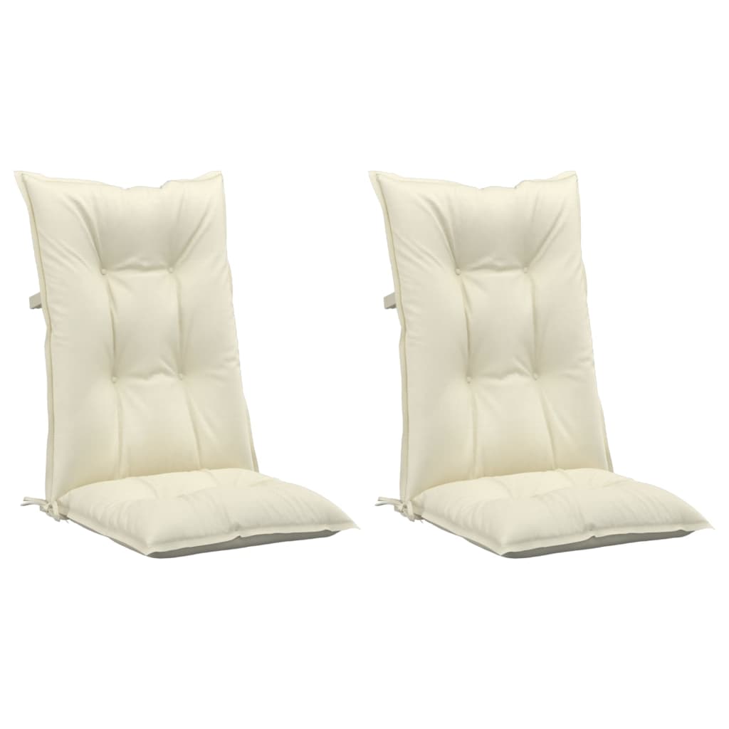 Μαξιλάρια Καρέκλας Κήπου με Πλάτη 2 τεμ. Κρεμ 120x50x7 εκ.
