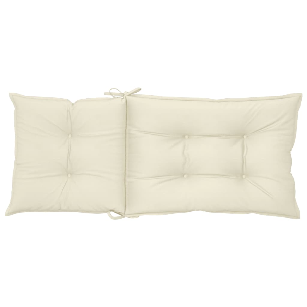 Μαξιλάρια Καρέκλας Κήπου με Πλάτη 2 τεμ. Κρεμ 120x50x7 εκ.