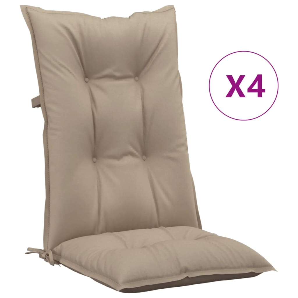 Μαξιλάρια Καρέκλας Κήπου Πλάτη 4τεμ Taupe 120x50x7 εκ. Ύφασμα