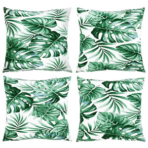 Μαξιλάρια Διακοσμητικά 4 τεμ. Σχέδιο Φύλλων 60x60 εκ Υφασμάτινα