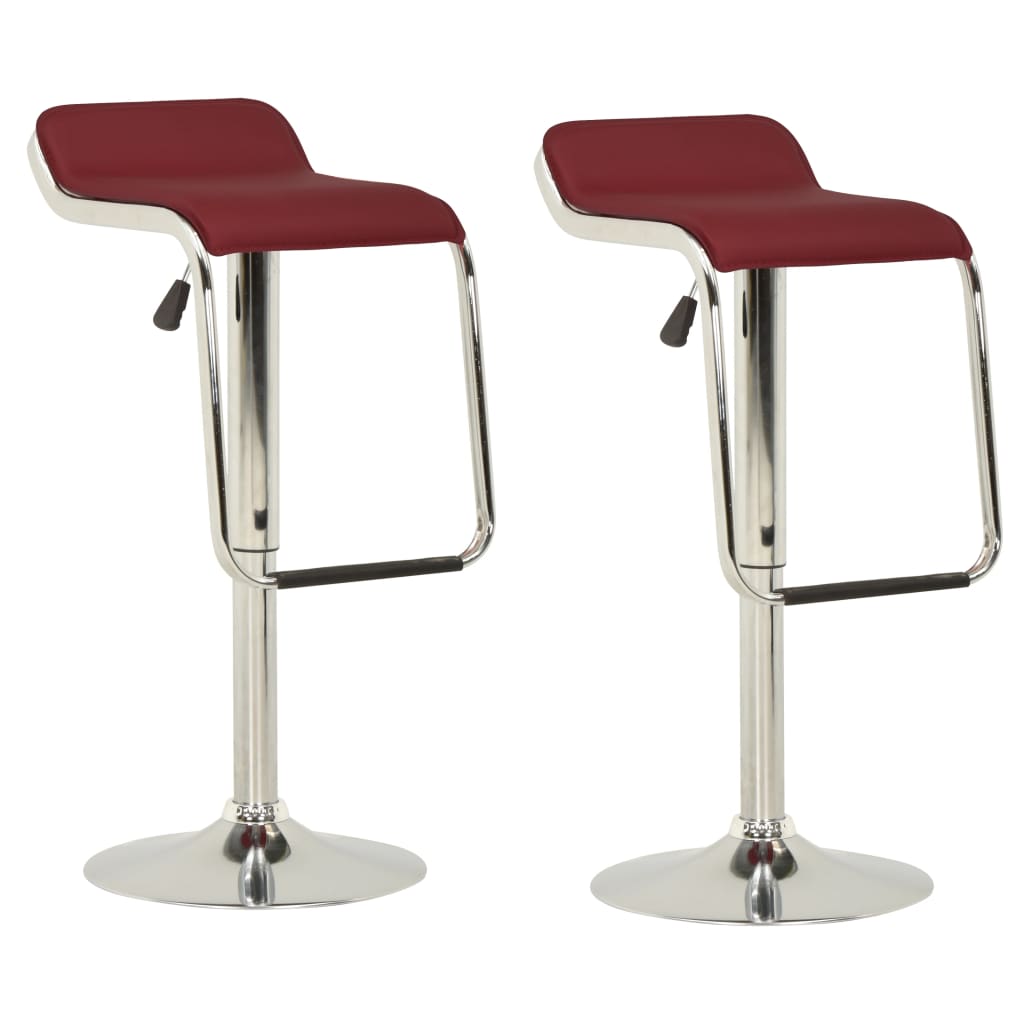 323372  Bar Stools 2 pcs Wine Red Fabric and Bentwood