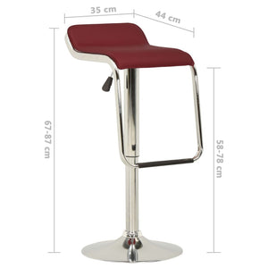 323372  Bar Stools 2 pcs Wine Red Fabric and Bentwood