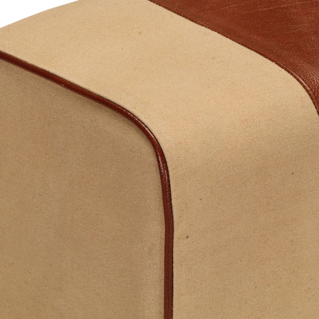 Πάγκος Γυμναστικής Bok Καφέ 38 εκ. Γνήσιο Δέρμα & Ξύλο Μάνγκο