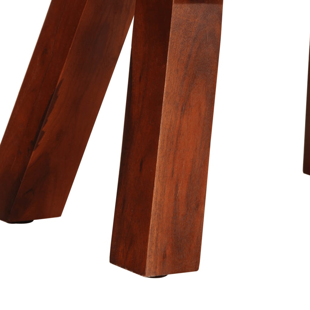 Πάγκος Γυμναστικής Bok Καφέ 38 εκ. Γνήσιο Δέρμα & Ξύλο Μάνγκο