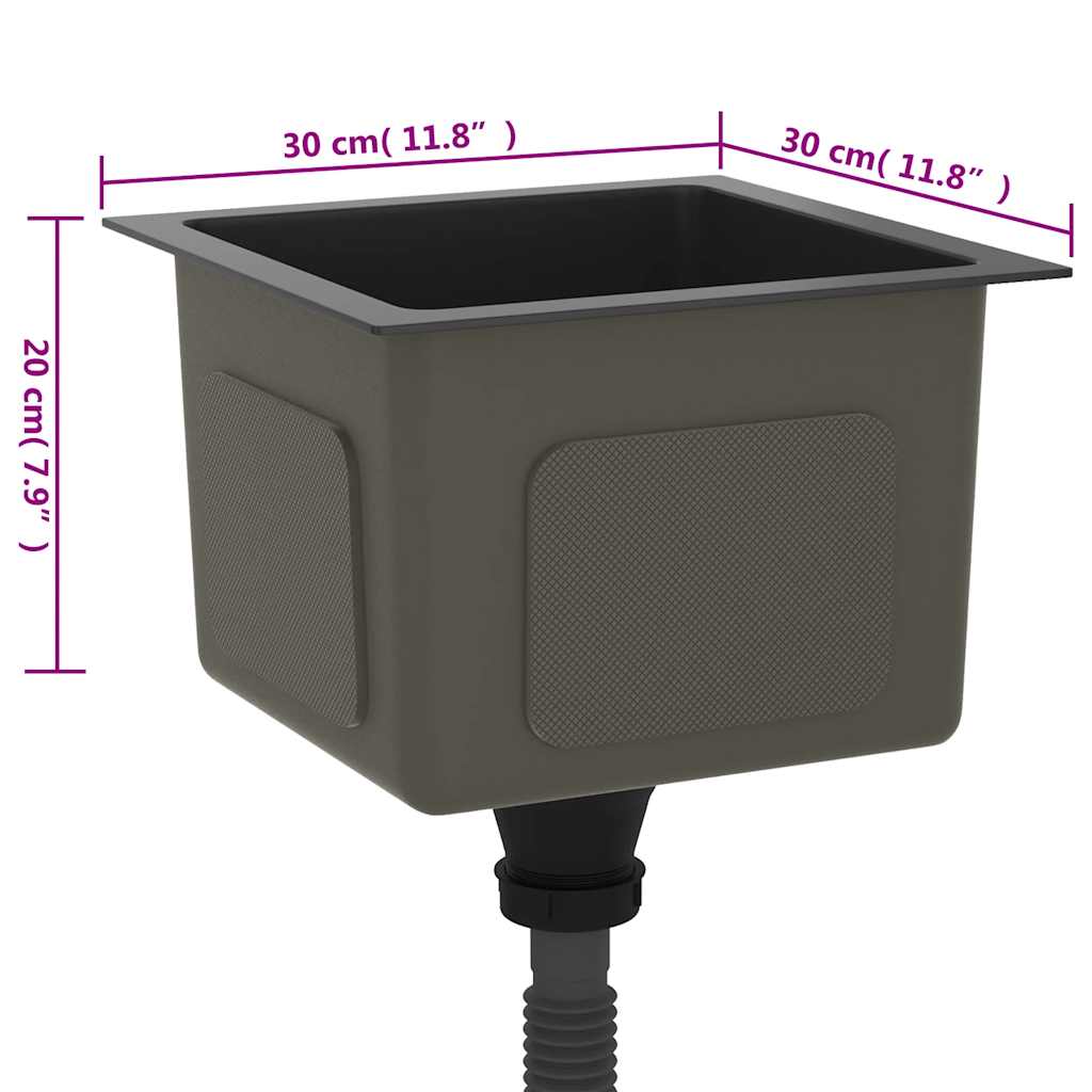 Νεροχύτης Κουζίνας Χειροποίητος Μαύρος από Ανοξείδωτο Ατσάλι - Pakobazaar